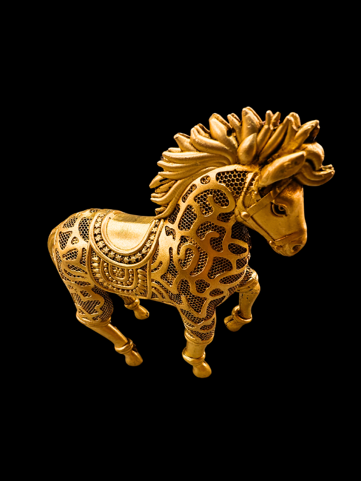 Royal Brass Horse Statue - Gold Finish Handcrafted