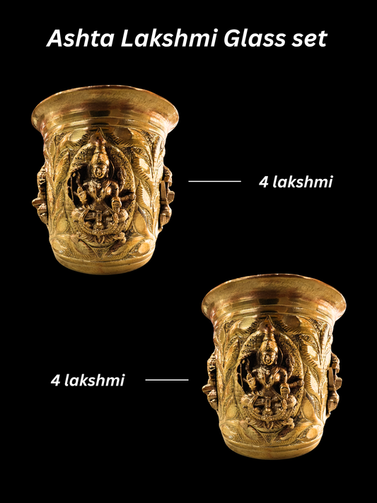Ashta(8) Lakshmi Glass - For Daily Offerings (Set of 2)