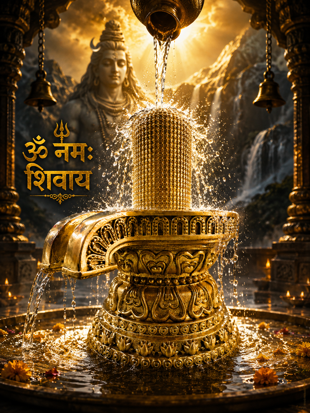 Brass Shiva Lingam with 108 Mini Shivlings