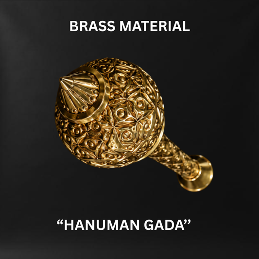 Brass Gada (Mace) of Lord Hanuman — Handcrafted with Intricate Floral Engraving