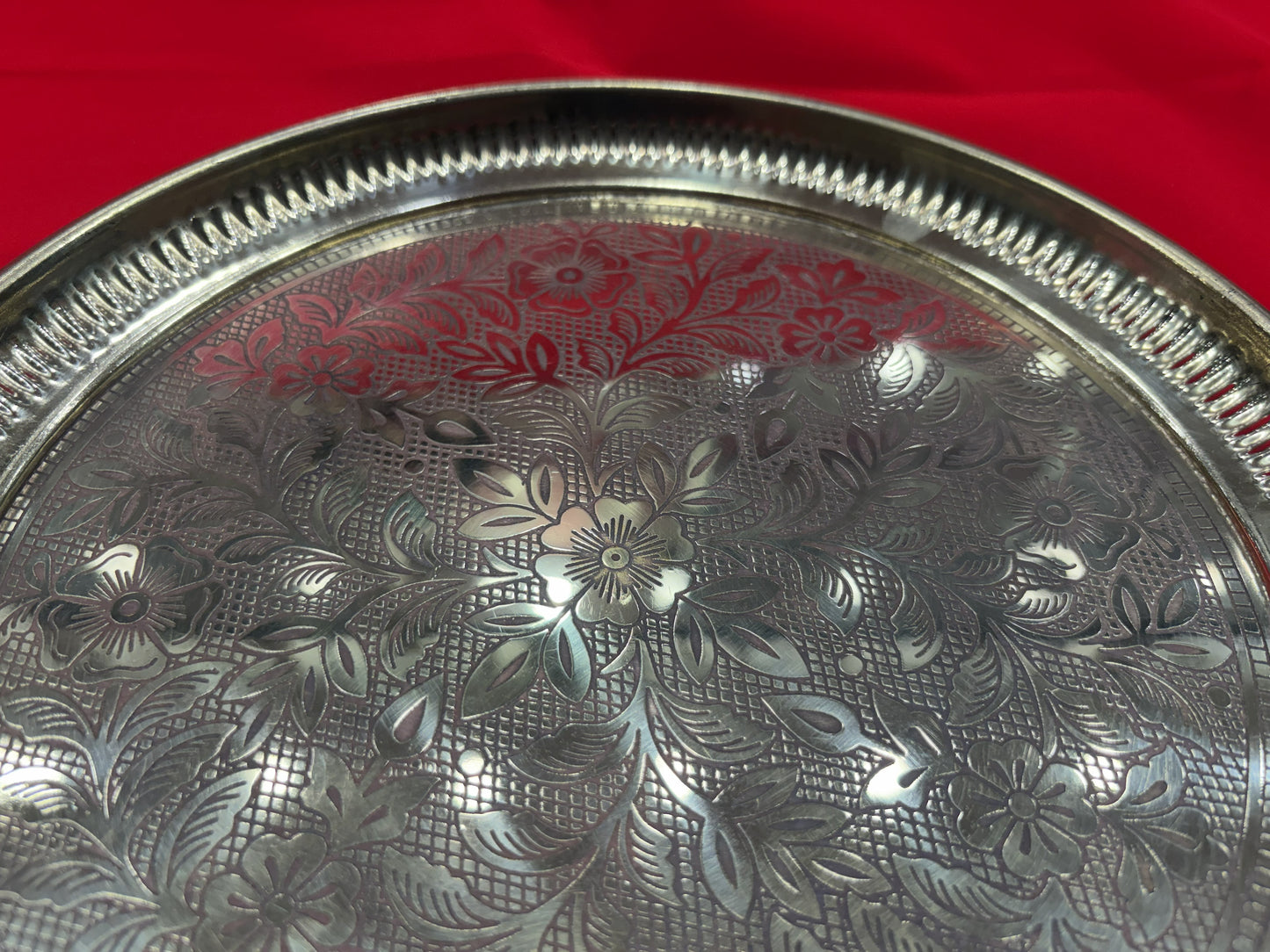 Brass Dinner Thali Set – Handcrafted Engraved Thali with Glass, Bowls & Spoon