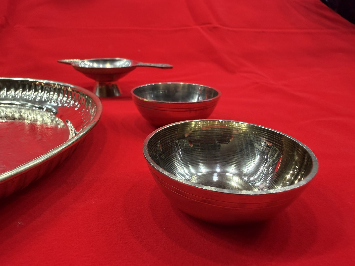 Brass Pooja Thali Set – Complete Puja Thali with Diya, Incense Holder & Bowls