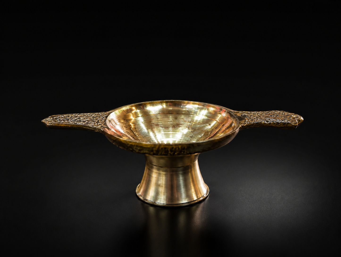 Brass Diya with Engraved Handles