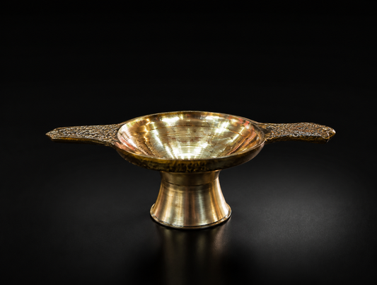 Brass Diya with Engraved Handles