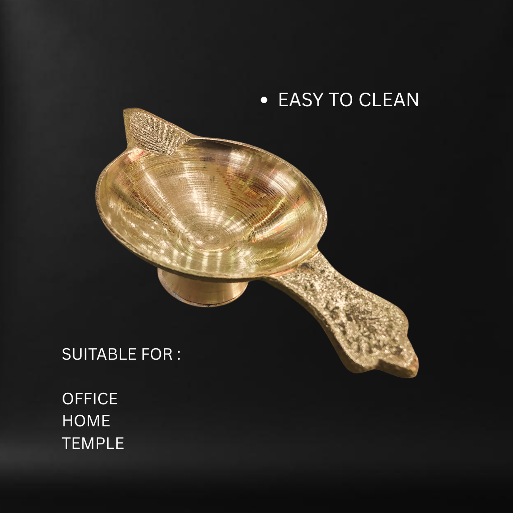 Brass Diya with Engraved Handles
