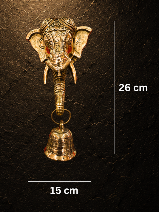 Sacred Trunk Bell — Handcrafted Brass Ganesha Wall Décor