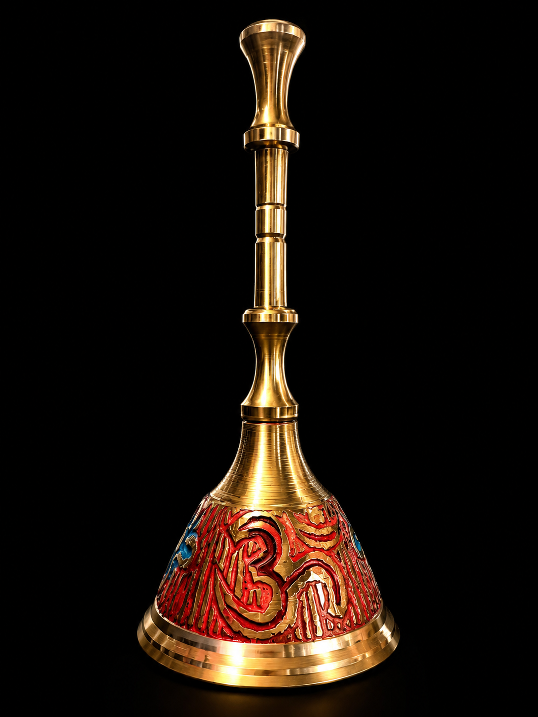 Brass Pooja Bell with Meenakari Embossing 8x4cm