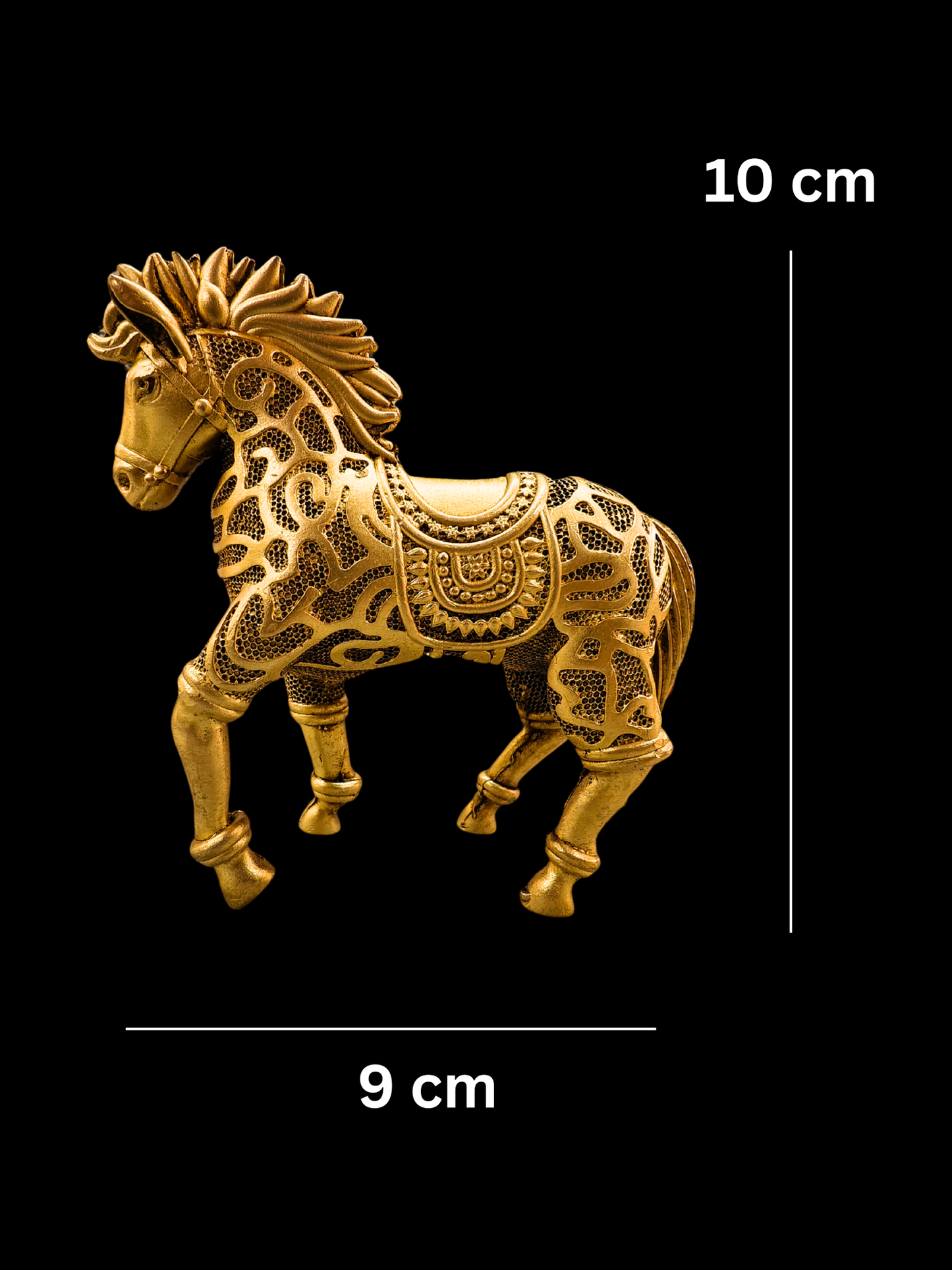Royal Brass Horse Statue - Gold Finish Handcrafted