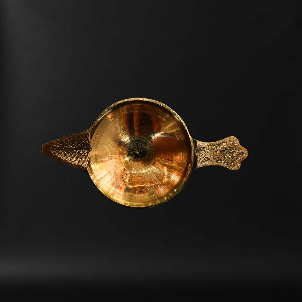 Brass Diya with Engraved Handles