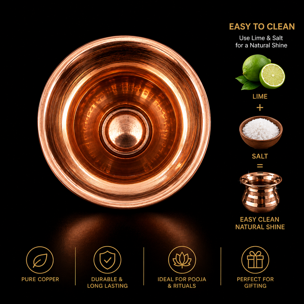Pure Copper Lota – Traditional Pooja Kalash for Rituals & Wellness